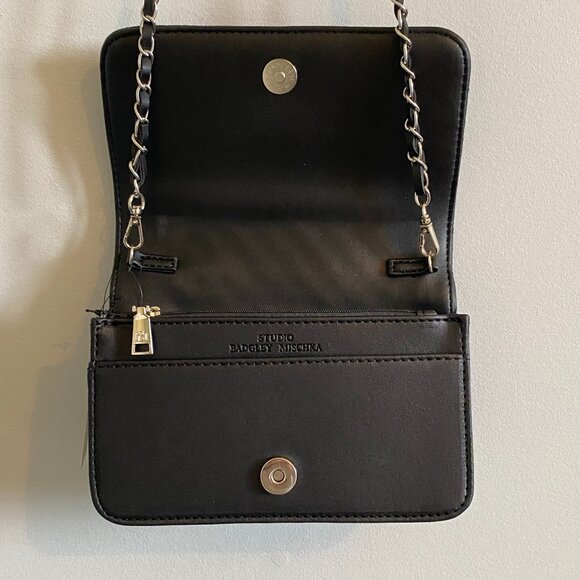Badgley Mischka Black Vegan Leather Shoulder Bag Purse - Picture 9 of 12